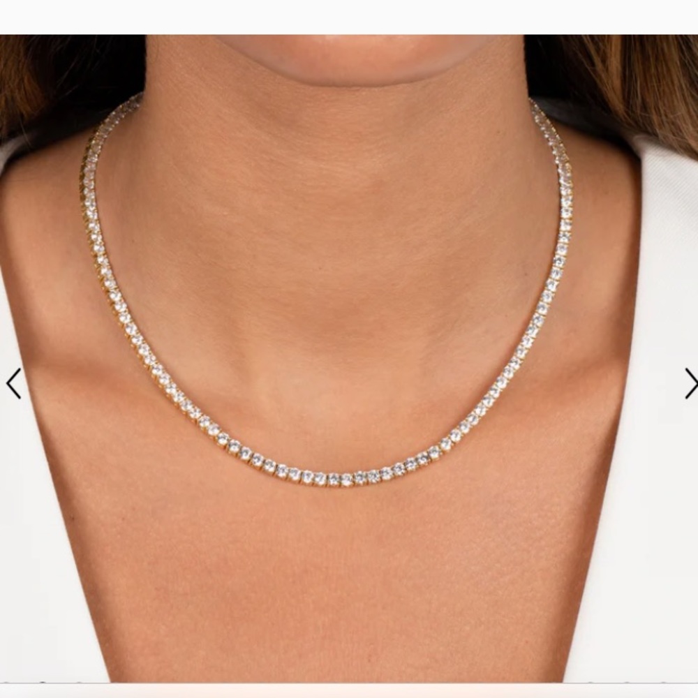 Adina Eden Gold Tennis Necklace with Clear Stones